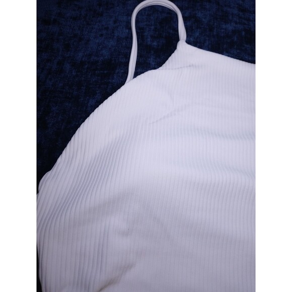 Andie Swim Coco White Ribbed Rib Asbury High Neck One Piece Swimsuit Size L NWT - Picture 4 of 10